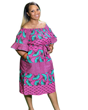 Load image into Gallery viewer, African Print Off the Shoulder Dresses