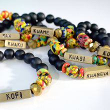 Load image into Gallery viewer, African Day Name Glass & Wood Bracelets