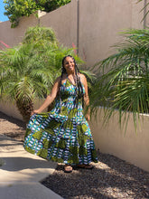 Load image into Gallery viewer, African Print Halter Maxi Dresses