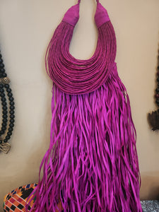 Leather & Raffia Necklace