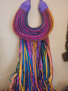 Leather & Raffia Necklace