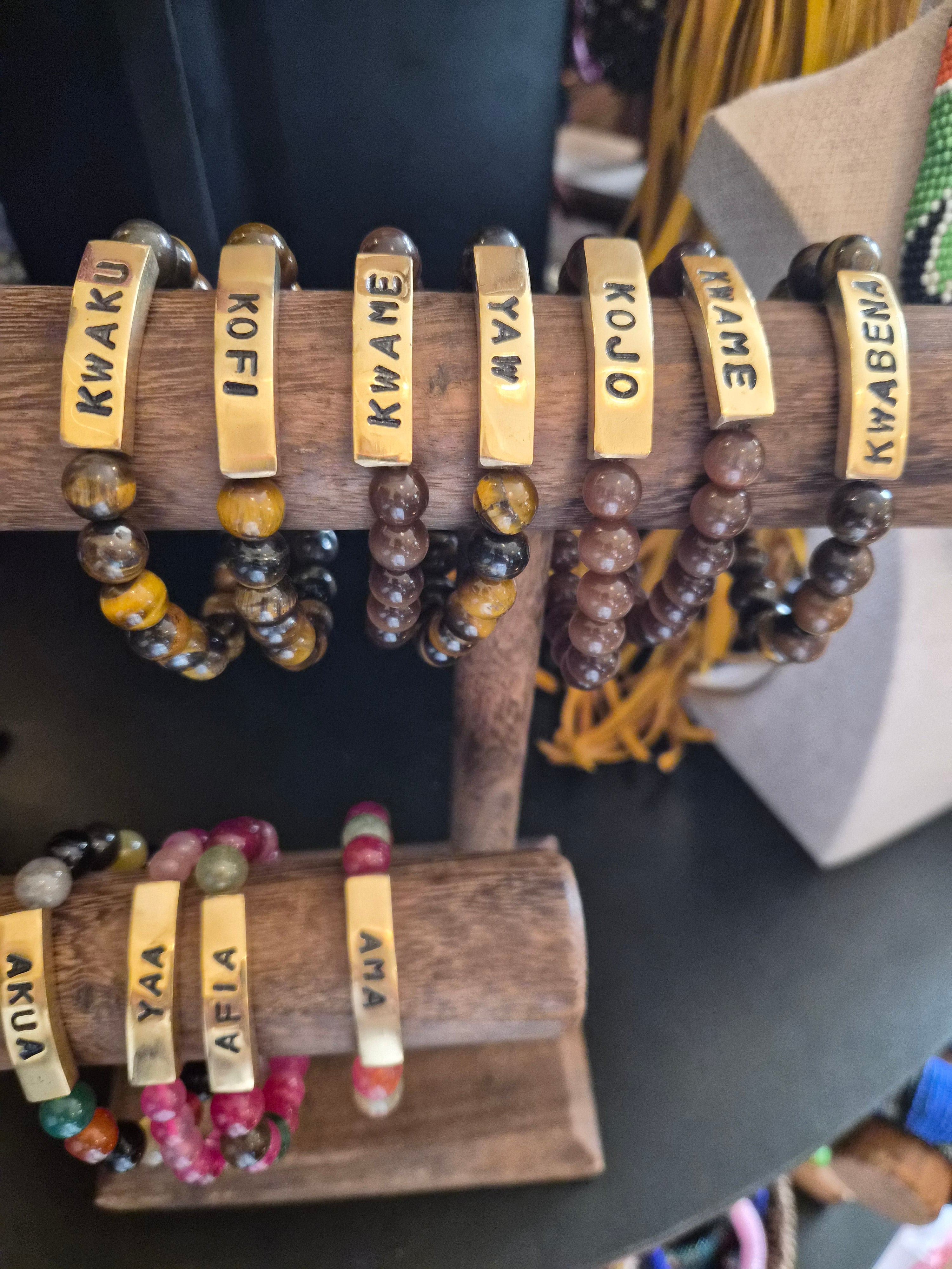 African Day Name Glass Bead Bracelets