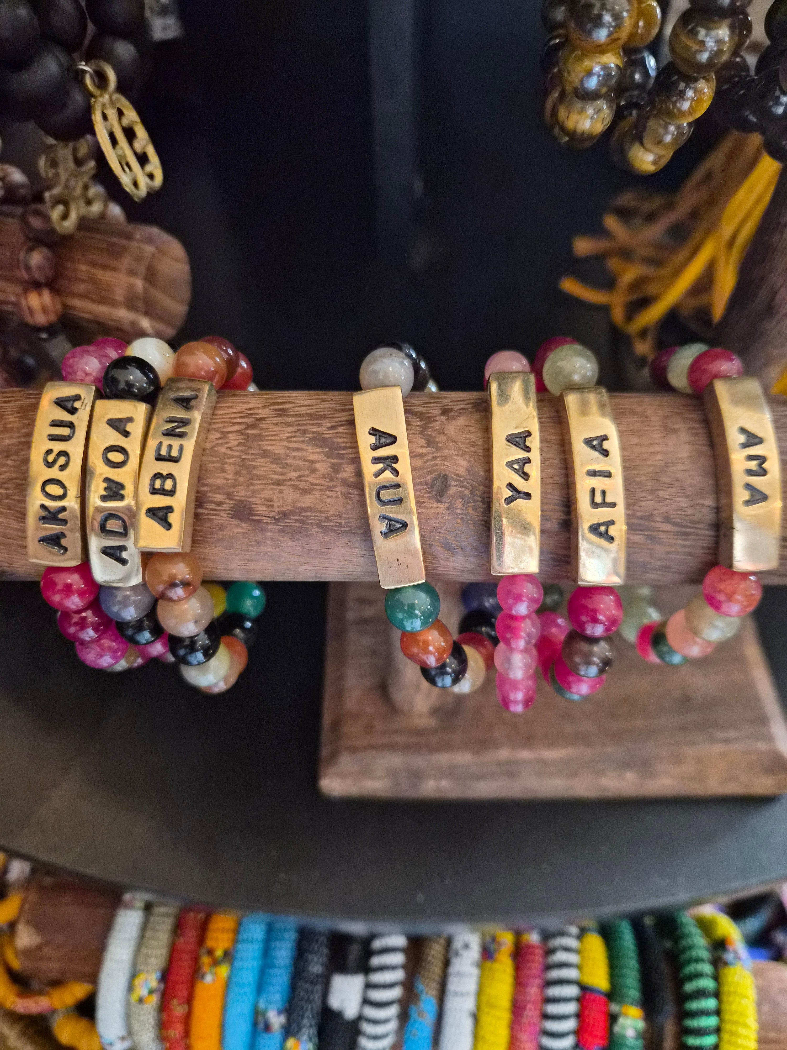 African Day Name Glass Bead Bracelets