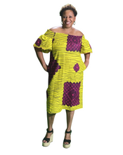 Load image into Gallery viewer, African Print Off the Shoulder Dresses
