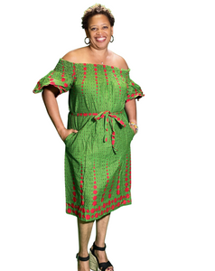 African Print Off the Shoulder Dresses