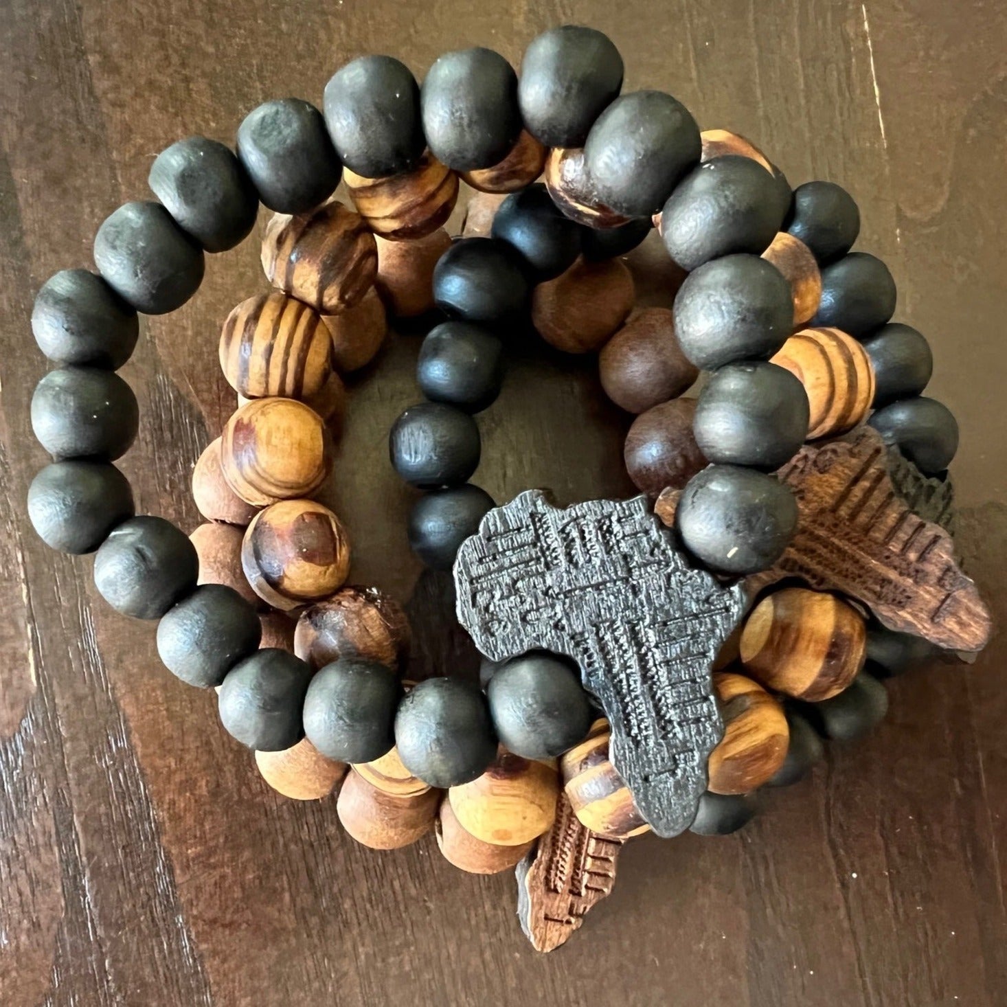 Buy Bohemian Wood Beaded Bracelets for Women Natural Stone Boho Stretch Wooden  Bracelet Set Religious Charm Multilayered Bead Strand Elastic Stackable  Bracelets Handmade Jewelry Gifts for Men and Women, no gemstone at