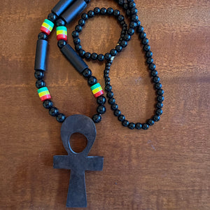 Hand Carved Ankh Necklace Wood African Wood Necklaces