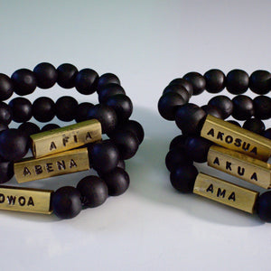 African Day Name Wood Bracelets