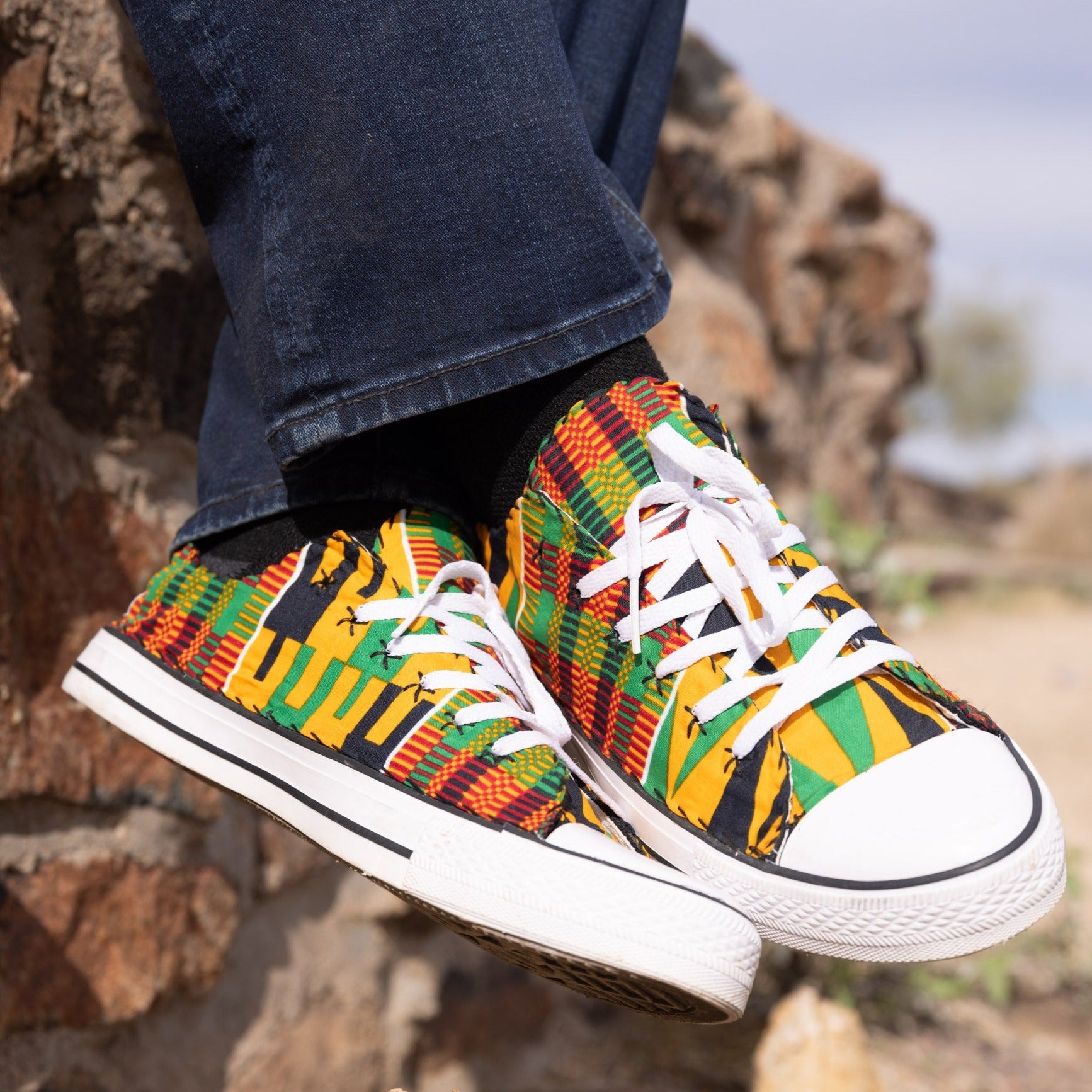 Sneakers Ankara Styles With Canvas Kente Print Shoes