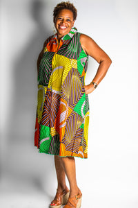 African Print Sleeveless Wrap Dresses